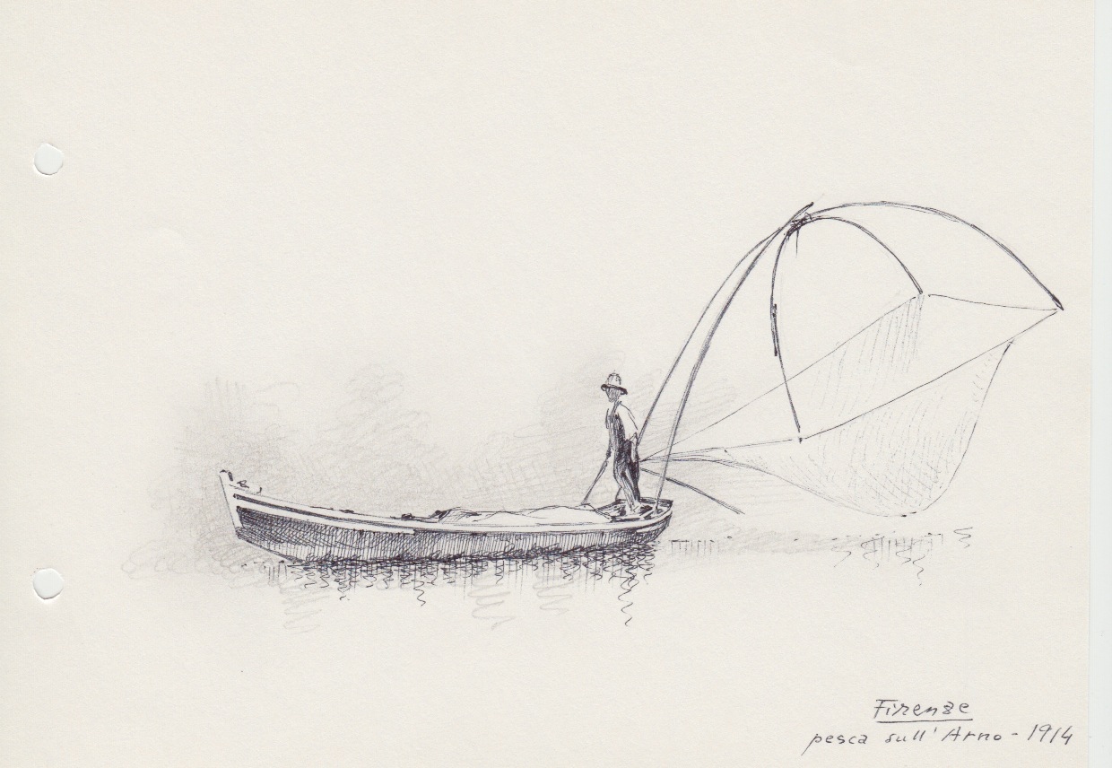 135-Firenze - pesca sull'Arno - 1914